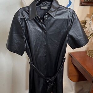 Black Faux Leather Shirt by [Brand]